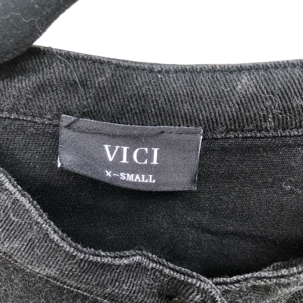 Vici Black Denim Studded Ruffle Shoulders size XS - Picture 2 of 7